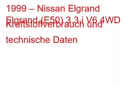 1999 – Nissan Elgrand
Elgrand (E50) 3.3 i V6 4WD Kraftstoffverbrauch und technische Daten