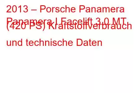 2013 – Porsche Panamera
Panamera I Facelift 3.0 MT (420 PS) Kraftstoffverbrauch und technische Daten