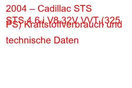 2004 – Cadillac STS
STS 4.6 i V8 32V VVT (325 PS) Kraftstoffverbrauch und technische Daten