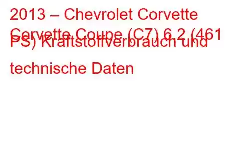 2013 – Chevrolet Corvette
Corvette Coupe (C7) 6,2 (461 PS) Kraftstoffverbrauch und technische Daten