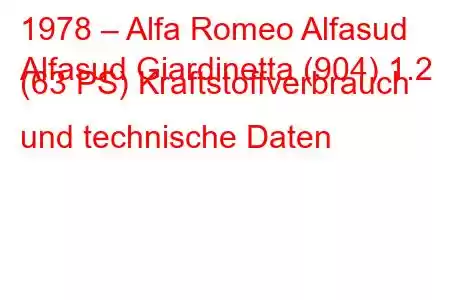 1978 – Alfa Romeo Alfasud
Alfasud Giardinetta (904) 1.2 (63 PS) Kraftstoffverbrauch und technische Daten