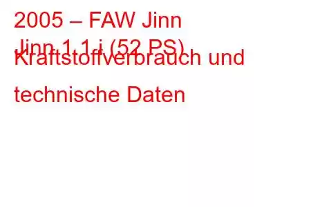 2005 – FAW Jinn
Jinn 1.1 i (52 PS) Kraftstoffverbrauch und technische Daten