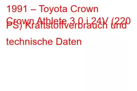 1991 – Toyota Crown
Crown Athlete 3.0 i 24V (220 PS) Kraftstoffverbrauch und technische Daten