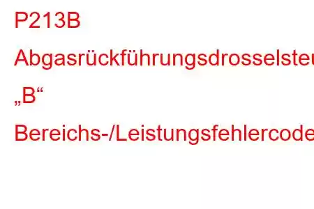 P213B Abgasrückführungsdrosselsteuerkreis „B“ Bereichs-/Leistungsfehlercode