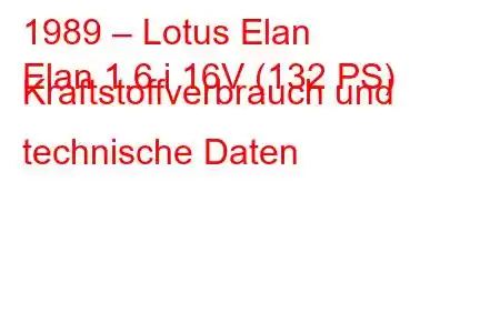 1989 – Lotus Elan
Elan 1.6 i 16V (132 PS) Kraftstoffverbrauch und technische Daten