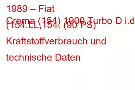 1989 – Fiat
Croma (154) 1900 Turbo D i.d. (154.LL,154. (90 PS) Kraftstoffverbrauch und technische Daten