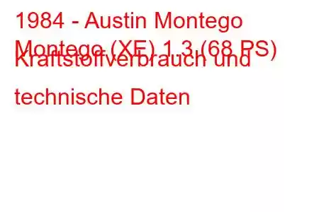 1984 - Austin Montego
Montego (XE) 1.3 (68 PS) Kraftstoffverbrauch und technische Daten