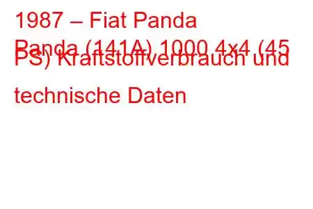 1987 – Fiat Panda
Panda (141A) 1000 4x4 (45 PS) Kraftstoffverbrauch und technische Daten