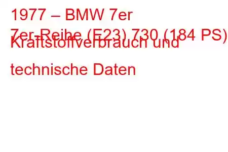 1977 – BMW 7er
7er-Reihe (E23) 730 (184 PS) Kraftstoffverbrauch und technische Daten