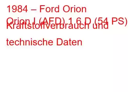 1984 – Ford Orion
Orion I (AFD) 1.6 D (54 PS) Kraftstoffverbrauch und technische Daten