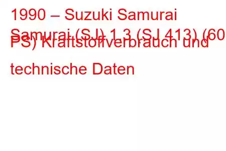 1990 – Suzuki Samurai
Samurai (SJ) 1.3 (SJ 413) (60 PS) Kraftstoffverbrauch und technische Daten