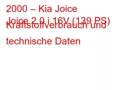 2000 – Kia Joice
Joice 2.0 i 16V (139 PS) Kraftstoffverbrauch und technische Daten