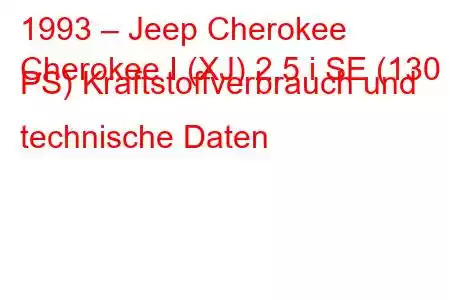 1993 – Jeep Cherokee
Cherokee I (XJ) 2.5 i SE (130 PS) Kraftstoffverbrauch und technische Daten