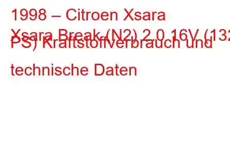 1998 – Citroen Xsara
Xsara Break (N2) 2.0 16V (132 PS) Kraftstoffverbrauch und technische Daten