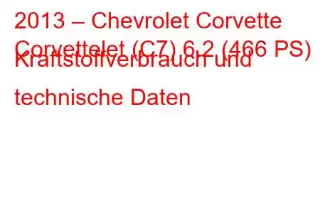 2013 – Chevrolet Corvette
Corvettelet (C7) 6.2 (466 PS) Kraftstoffverbrauch und technische Daten