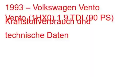 1993 – Volkswagen Vento
Vento (1HX0) 1.9 TDI (90 PS) Kraftstoffverbrauch und technische Daten