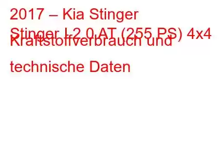 2017 – Kia Stinger
Stinger I 2.0 AT (255 PS) 4x4 Kraftstoffverbrauch und technische Daten