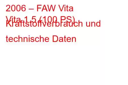 2006 – FAW Vita
Vita 1.5 (100 PS) Kraftstoffverbrauch und technische Daten