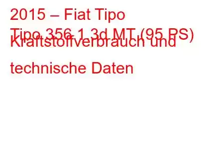 2015 – Fiat Tipo
Tipo 356 1.3d MT (95 PS) Kraftstoffverbrauch und technische Daten