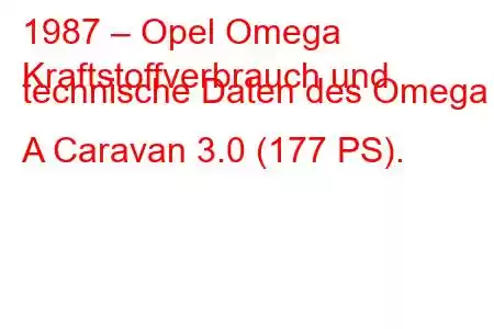 1987 – Opel Omega
Kraftstoffverbrauch und technische Daten des Omega A Caravan 3.0 (177 PS).