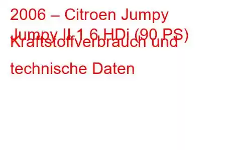 2006 – Citroen Jumpy
Jumpy II 1.6 HDi (90 PS) Kraftstoffverbrauch und technische Daten