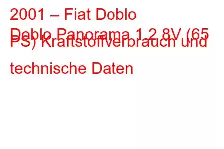 2001 – Fiat Doblo
Doblo Panorama 1.2 8V (65 PS) Kraftstoffverbrauch und technische Daten