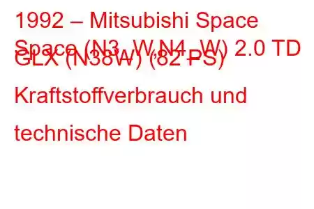 1992 – Mitsubishi Space
Space (N3_W,N4_W) 2.0 TD GLX (N38W) (82 PS) Kraftstoffverbrauch und technische Daten