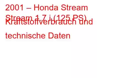 2001 – Honda Stream
Stream 1.7 i (125 PS) Kraftstoffverbrauch und technische Daten