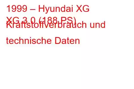 1999 – Hyundai XG
XG 3.0 (188 PS) Kraftstoffverbrauch und technische Daten