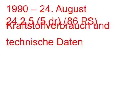 1990 – 24. August
24 2,5 (5 dr) (86 PS) Kraftstoffverbrauch und technische Daten