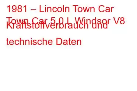 1981 – Lincoln Town Car
Town Car 5,0 L Windsor V8 Kraftstoffverbrauch und technische Daten