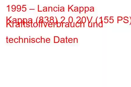 1995 – Lancia Kappa
Kappa (838) 2.0 20V (155 PS) Kraftstoffverbrauch und technische Daten