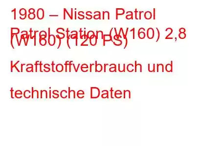 1980 – Nissan Patrol
Patrol Station (W160) 2,8 (W160) (120 PS) Kraftstoffverbrauch und technische Daten