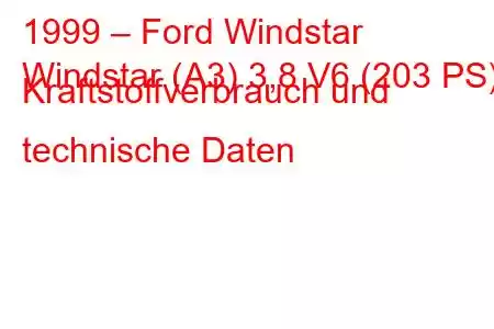 1999 – Ford Windstar
Windstar (A3) 3,8 V6 (203 PS) Kraftstoffverbrauch und technische Daten