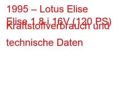 1995 – Lotus Elise
Elise 1.8 i 16V (120 PS) Kraftstoffverbrauch und technische Daten