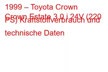 1999 – Toyota Crown
Crown Estate 3.0 i 24V (220 PS) Kraftstoffverbrauch und technische Daten