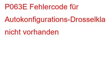 P063E Fehlercode für Autokonfigurations-Drosselklappeneingang nicht vorhanden