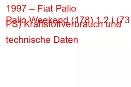 1997 – Fiat Palio
Palio Weekend (178) 1.2 i (73 PS) Kraftstoffverbrauch und technische Daten