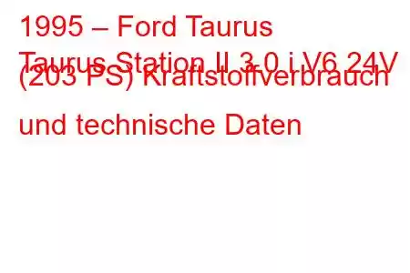 1995 – Ford Taurus
Taurus Station II 3.0 i V6 24V (203 PS) Kraftstoffverbrauch und technische Daten