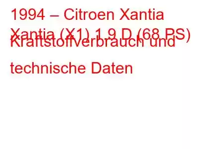 1994 – Citroen Xantia
Xantia (X1) 1.9 D (68 PS) Kraftstoffverbrauch und technische Daten