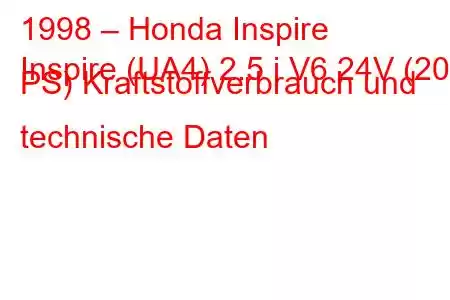 1998 – Honda Inspire
Inspire (UA4) 2.5 i V6 24V (200 PS) Kraftstoffverbrauch und technische Daten