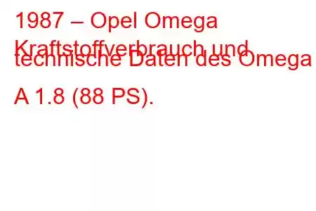 1987 – Opel Omega
Kraftstoffverbrauch und technische Daten des Omega A 1.8 (88 PS).