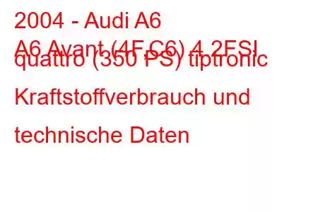 2004 - Audi A6
A6 Avant (4F,C6) 4.2FSI quattro (350 PS) tiptronic Kraftstoffverbrauch und technische Daten