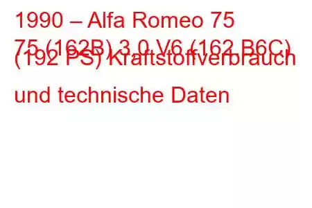 1990 – Alfa Romeo 75
75 (162B) 3,0 V6 (162.B6C) (192 PS) Kraftstoffverbrauch und technische Daten