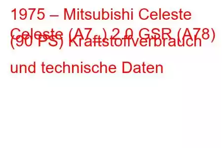 1975 – Mitsubishi Celeste
Celeste (A7_) 2.0 GSR (A78) (90 PS) Kraftstoffverbrauch und technische Daten