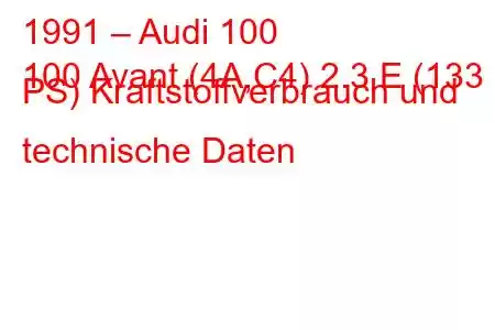 1991 – Audi 100
100 Avant (4A,C4) 2.3 E (133 PS) Kraftstoffverbrauch und technische Daten