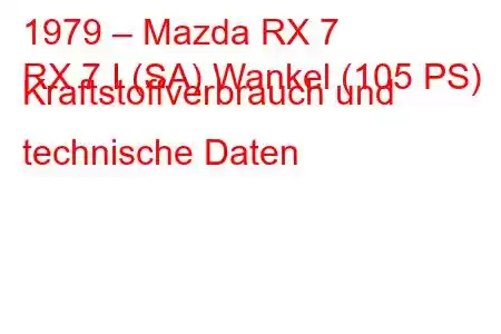 1979 – Mazda RX 7
RX 7 I (SA) Wankel (105 PS) Kraftstoffverbrauch und technische Daten