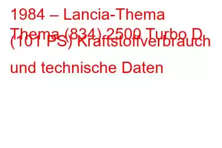 1984 – Lancia-Thema
Thema (834) 2500 Turbo D (101 PS) Kraftstoffverbrauch und technische Daten