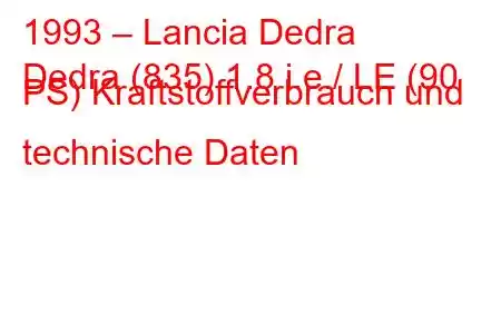 1993 – Lancia Dedra
Dedra (835) 1.8 i.e./ LE (90 PS) Kraftstoffverbrauch und technische Daten