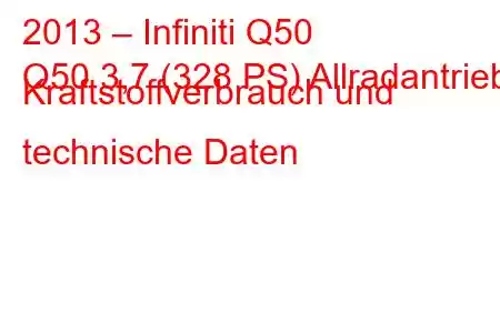 2013 – Infiniti Q50
Q50 3,7 (328 PS) Allradantrieb, Kraftstoffverbrauch und technische Daten